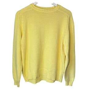 Lands' End Yellow Cotton Sweater XL Women's Made in USA Preppy Vintage Knit